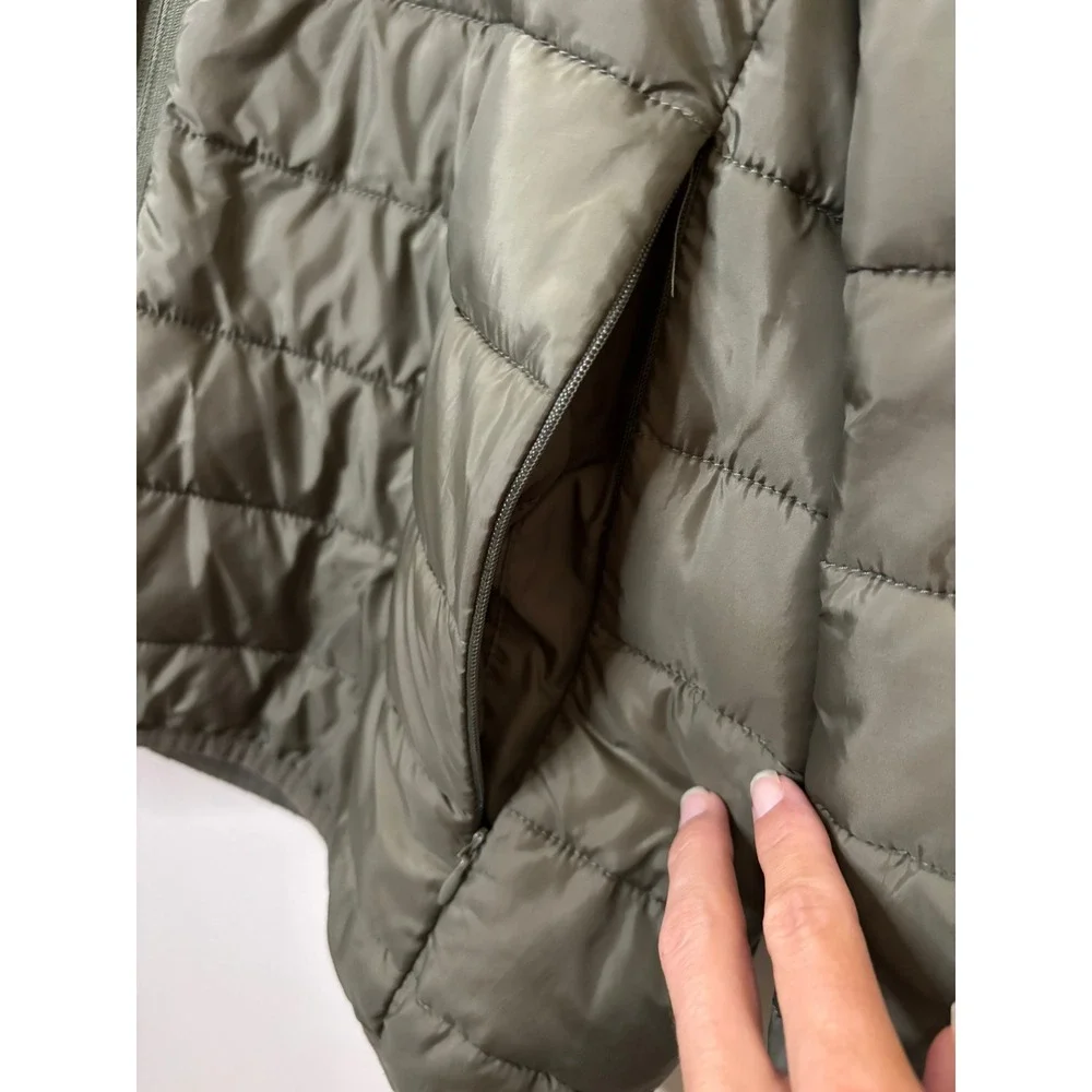 True Religion Olive Green Quilted Puffer Jacket Mens Size 2X FLAW Lightweight